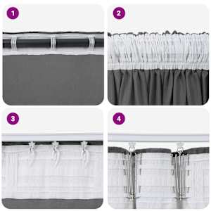 Sametové závěsy se záclonami 2 pcs Šedá 175 x 140 cm samet - obrázek 7