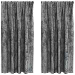 Sametové závěsy se záclonami 2 pcs Šedá 175 x 140 cm samet - obrázek 2