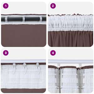 Sametové závěsy se záclonami 2 pcs Hnědá 175 x 140 cm samet - obrázek 7