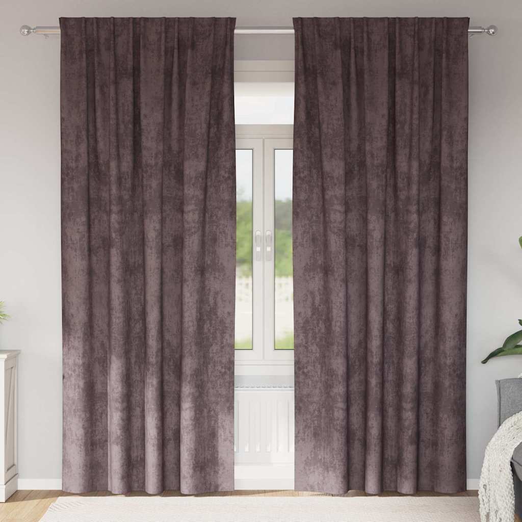 Velvet závesy 2 ks s okami Hnedé 260 x 140 cm 4107697