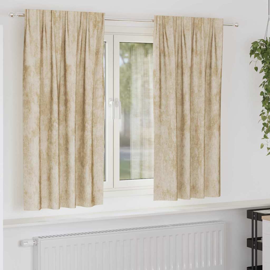 Velvet Gardiner 2 stk med Rod Pocket Creme 175x140 cm