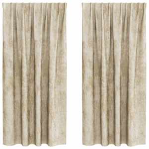 Sametové závěsy se záclonami 2 pcs Krémová 175 x 140 cm samet - obrázek 2