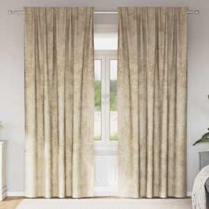 Sametové závěsy se záclonami 2 pcs Krémová 225 x 140 cm samet - obrázek 1