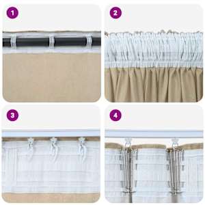 Sametové závěsy se záclonami 2 pcs Krémová 245 x 140 cm samet - obrázek 7