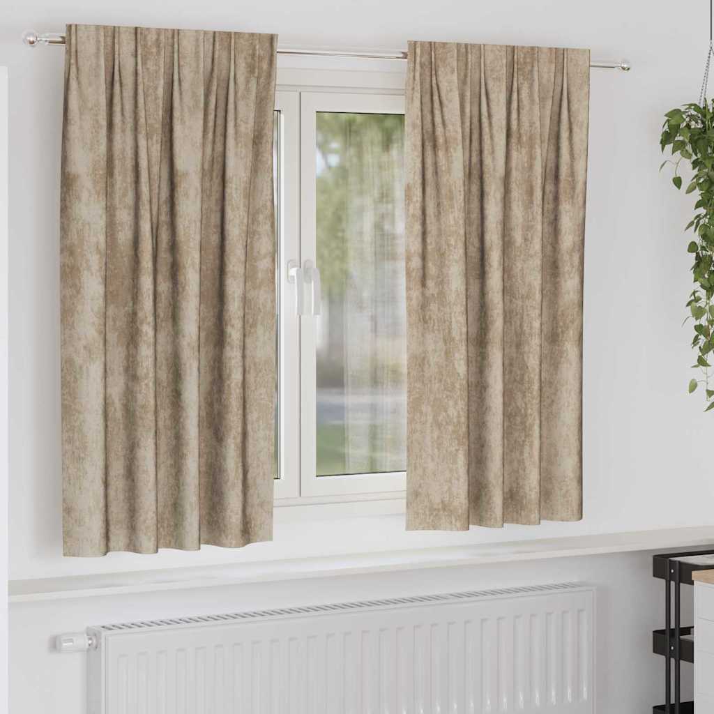 Sametkardinad 2 tk silmadega Šampanja 175x140 cm