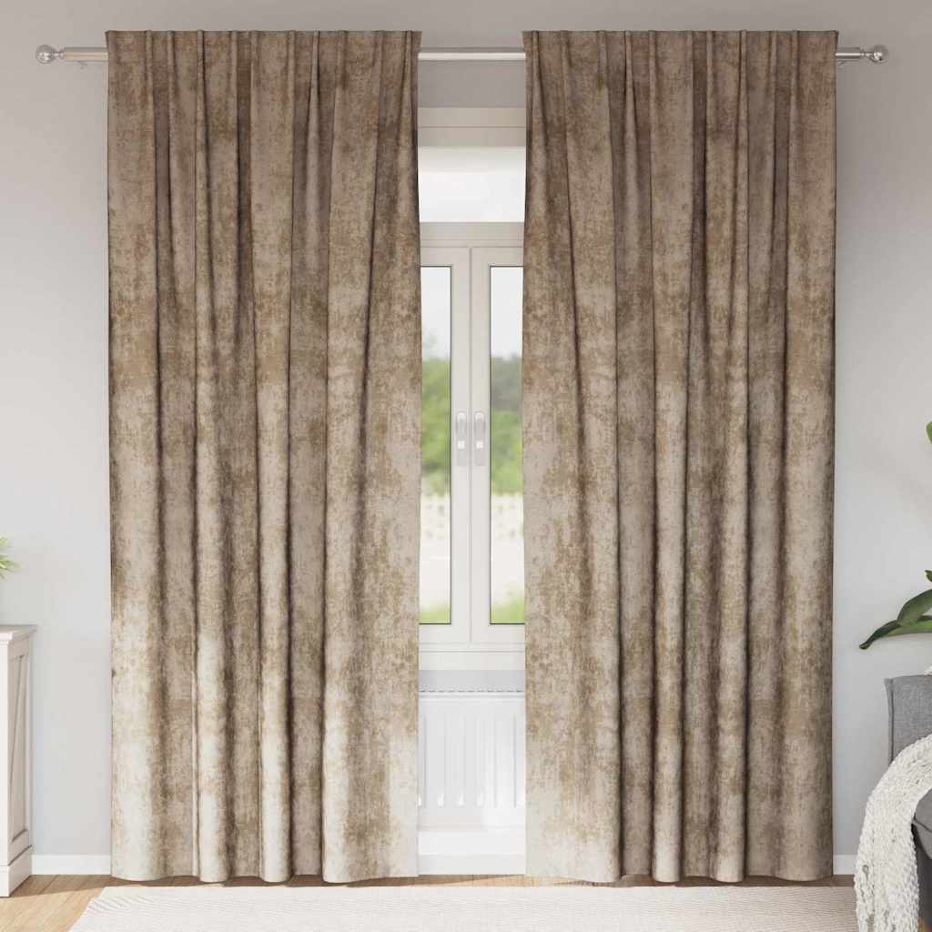 Sametkardinad 2 tk tangitaskuga Šampanja 225x140 cm