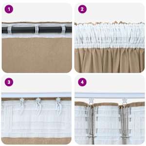 Sametové závěsy se záclonami 2 pcs champagne 260 x 140 cm samet - obrázek 7