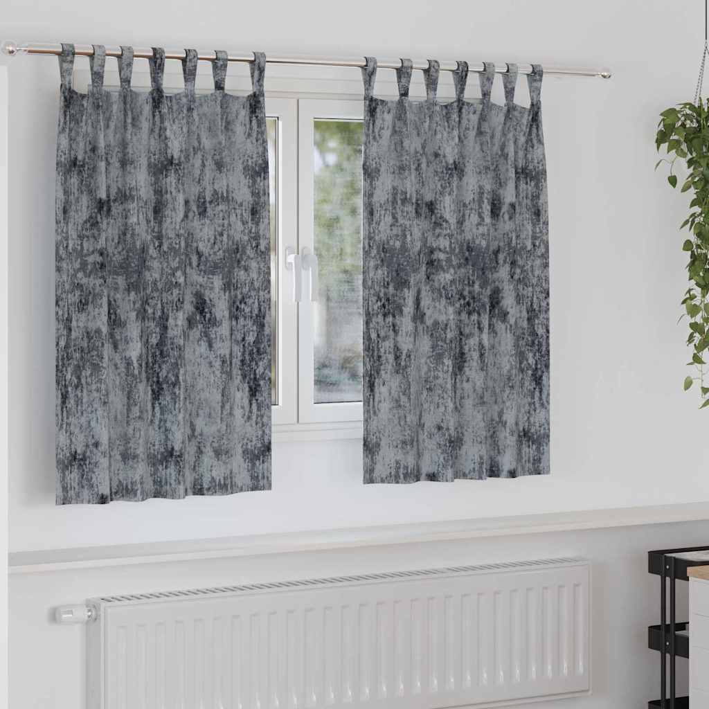 fløjlsgardiner 2 stk med øjer sølvgrå 140x140 cm