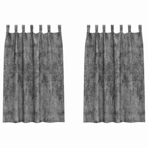 Sametové závěsy se záclonami 2 pcs Šedá 175 x 140 cm samet - obrázek 2