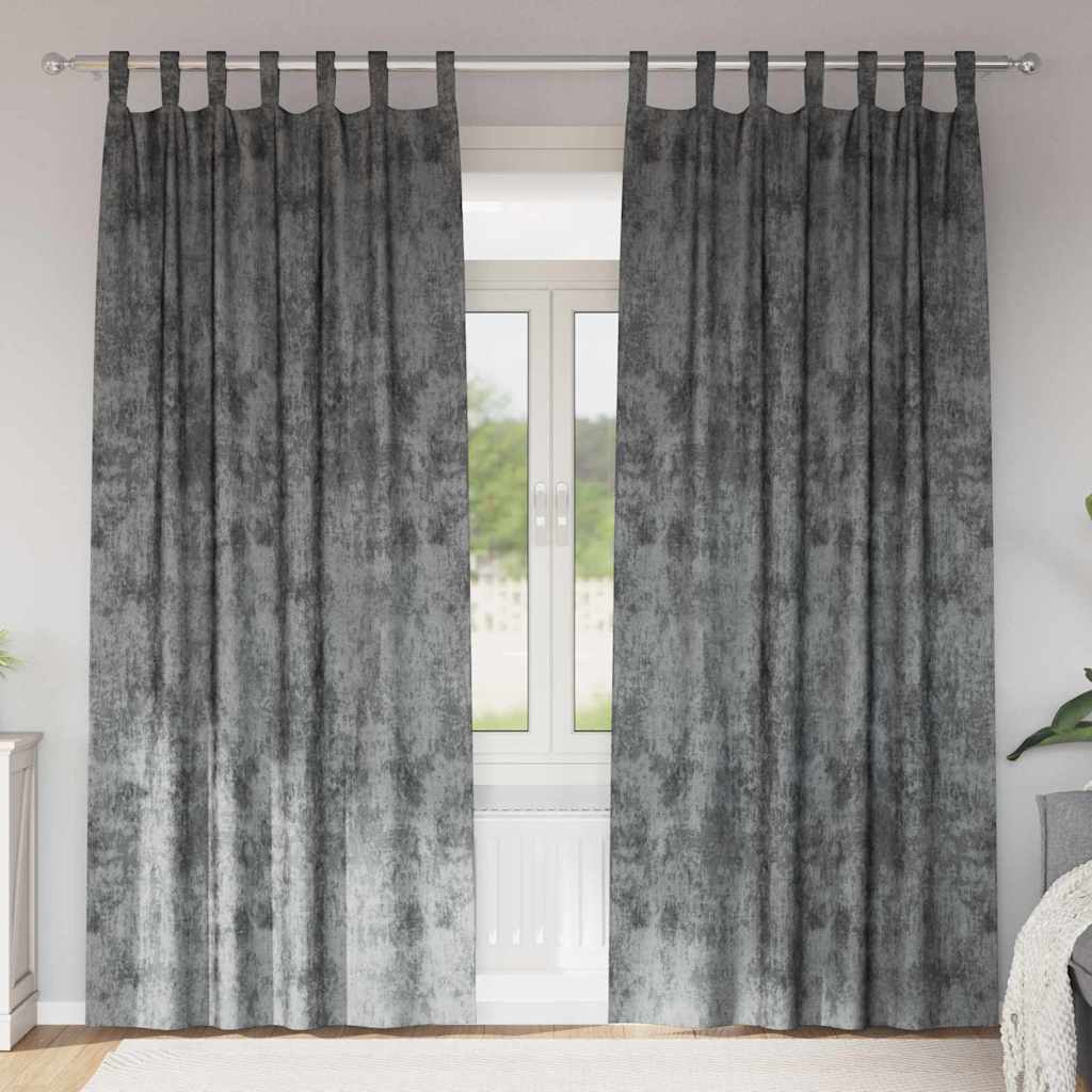 sametové závesy 2 ks s okami sivé 245x140 cm 4107726