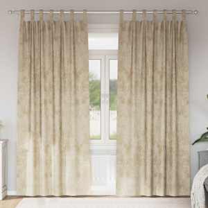 Sametové závěsy se záclonami 2 pcs Krémová 245 x 140 cm samet - obrázek 1