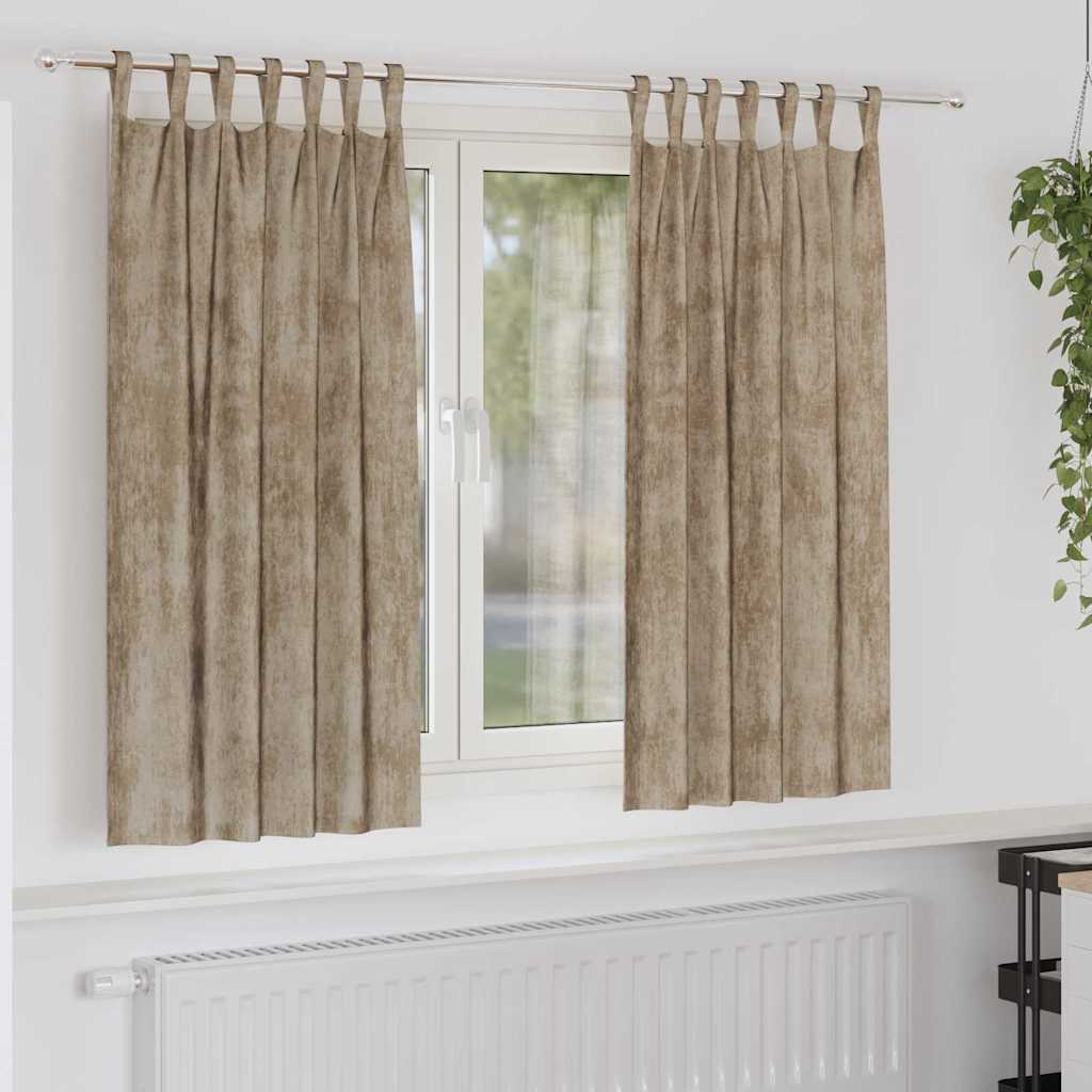 Sametkardinad 2 tk silmadega Šampanja 175x140 cm