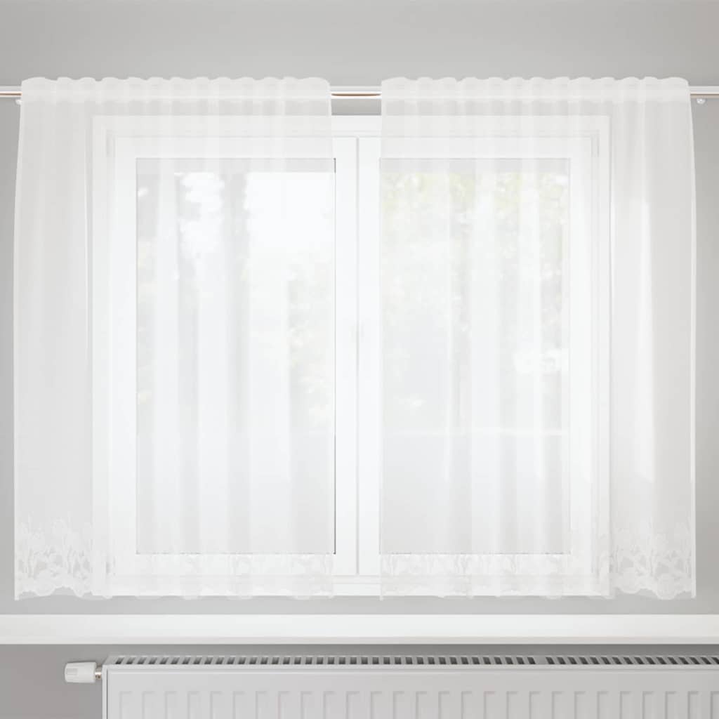 vidaXL Cortină din Dantelă cu perdele Alb 150 x 160 cm Poliester