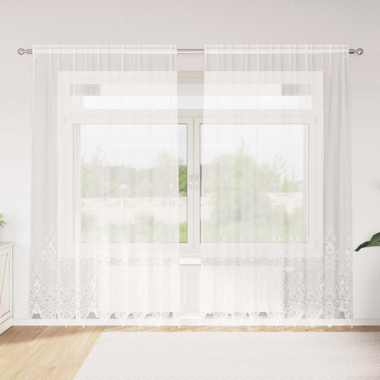 Κουρτίνα Δαντέλας με κουρτίνες Λευκό 240 x 200 cm Πολυεστέρας