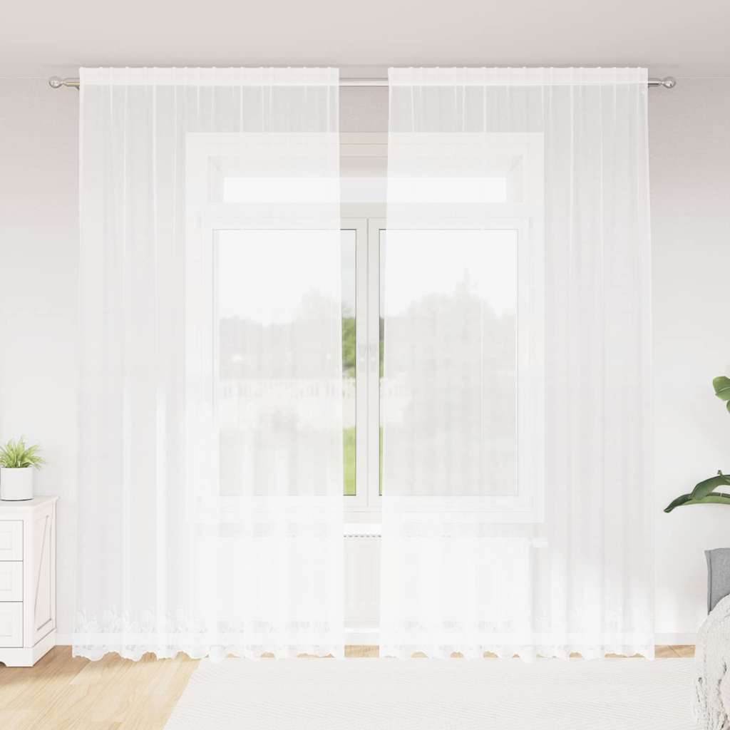 Lina Kardin kardinatega Lilled Valge 200 x 260 cm Polüester
