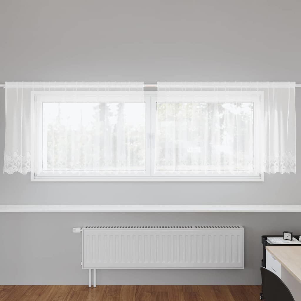 Lina Kardin kardinatega Lilled Valge 300 x 100 cm Polüester