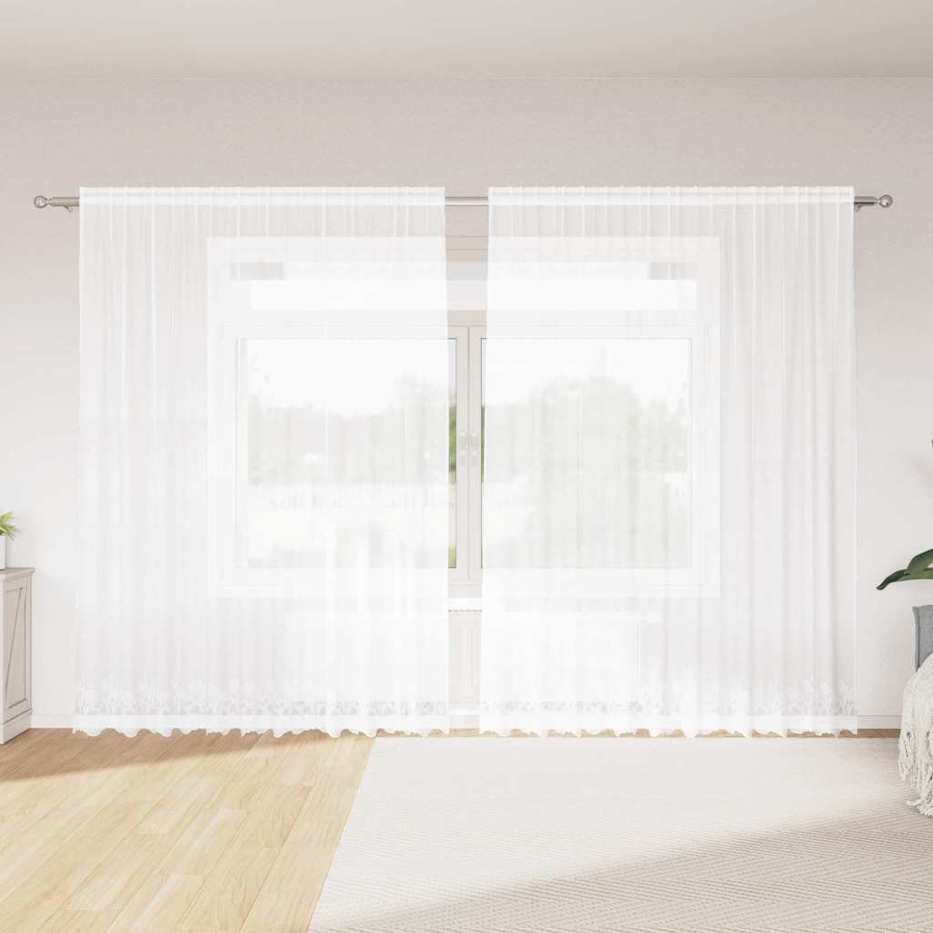 Lina Kardin kardinatega Lilled Valge 300 x 245 cm Polüester