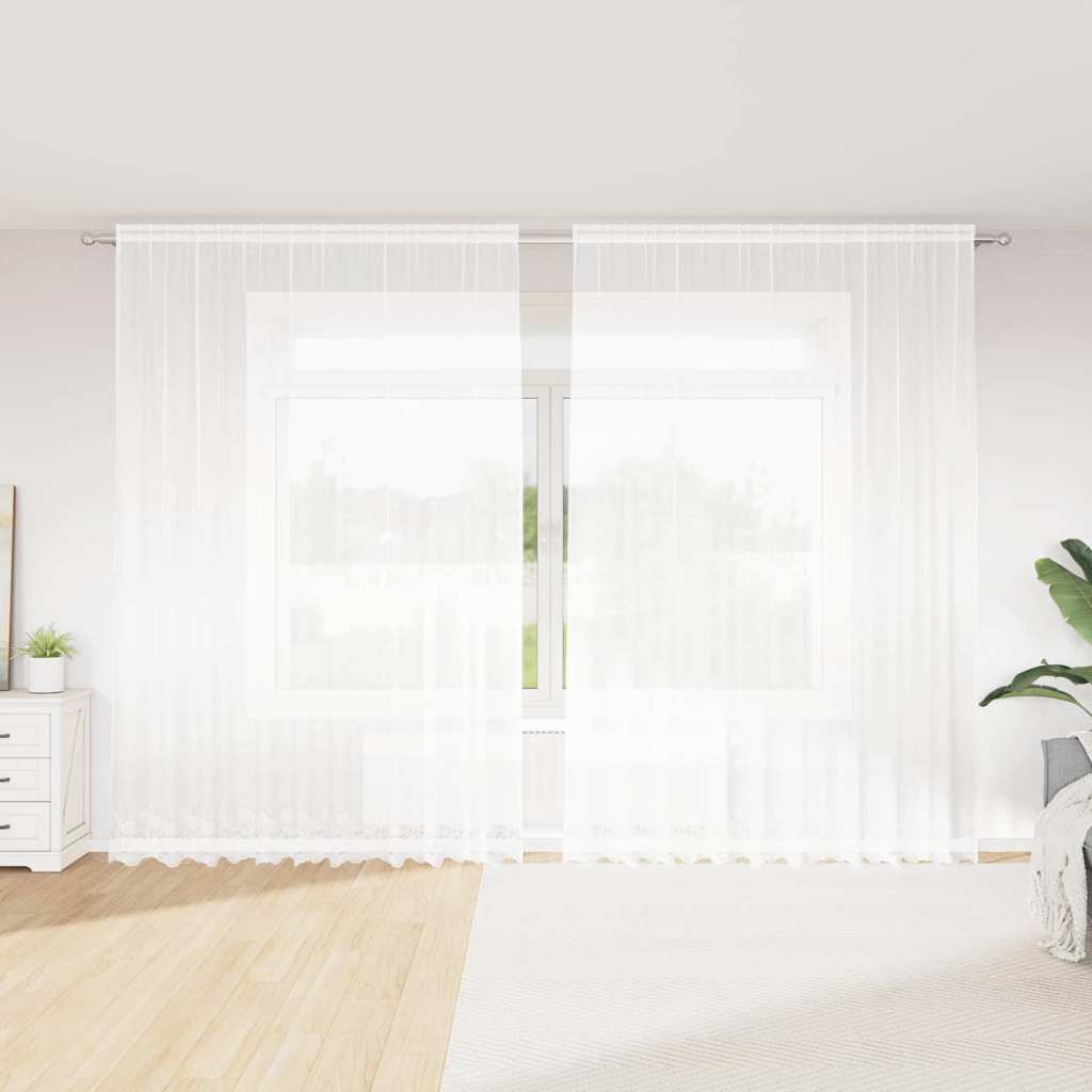 Lina Kardin kardinatega Lilled Valge 300 x 280 cm Polüester