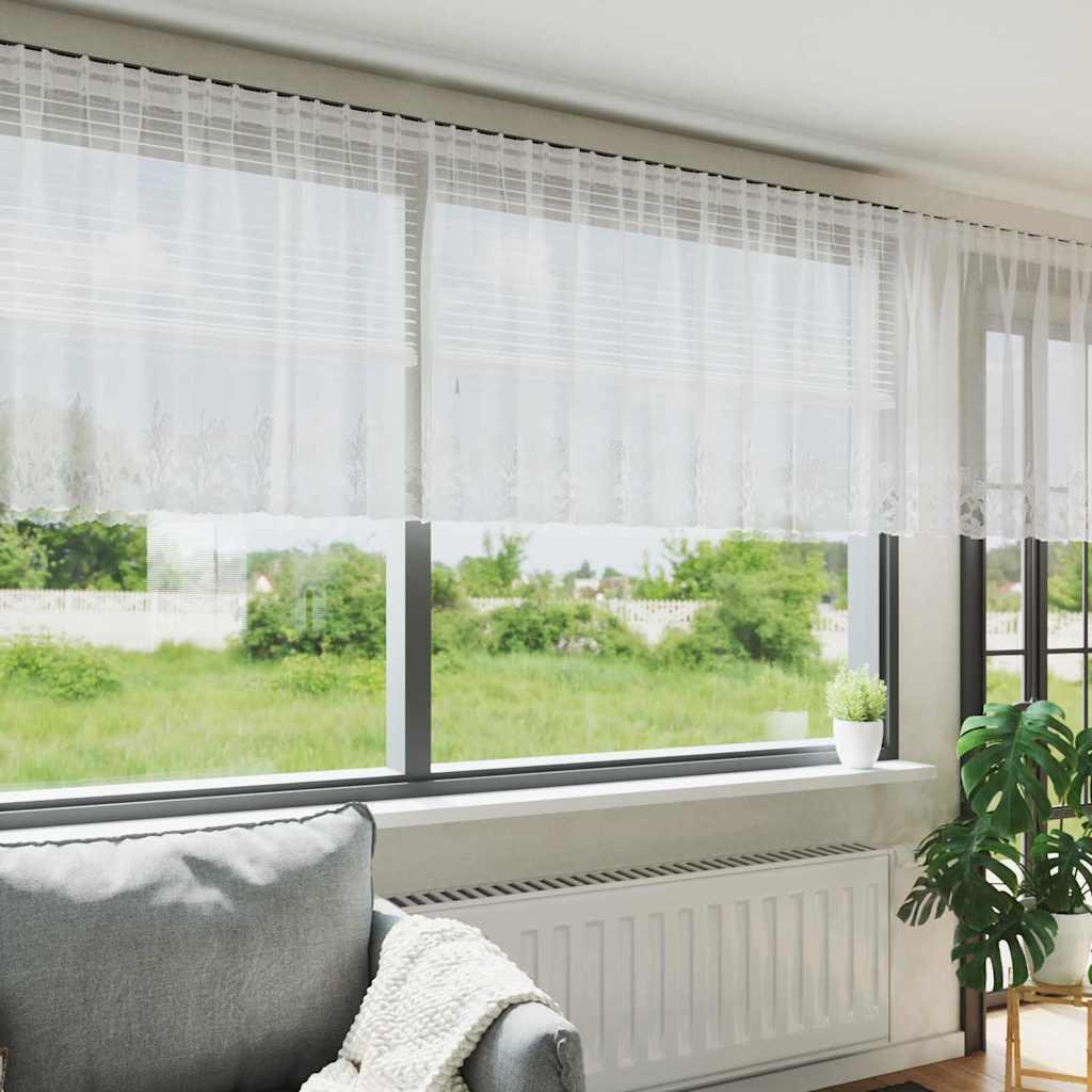 Gordijnen met gordijnen Bloemen Wit 400 x 120 cm Polyester