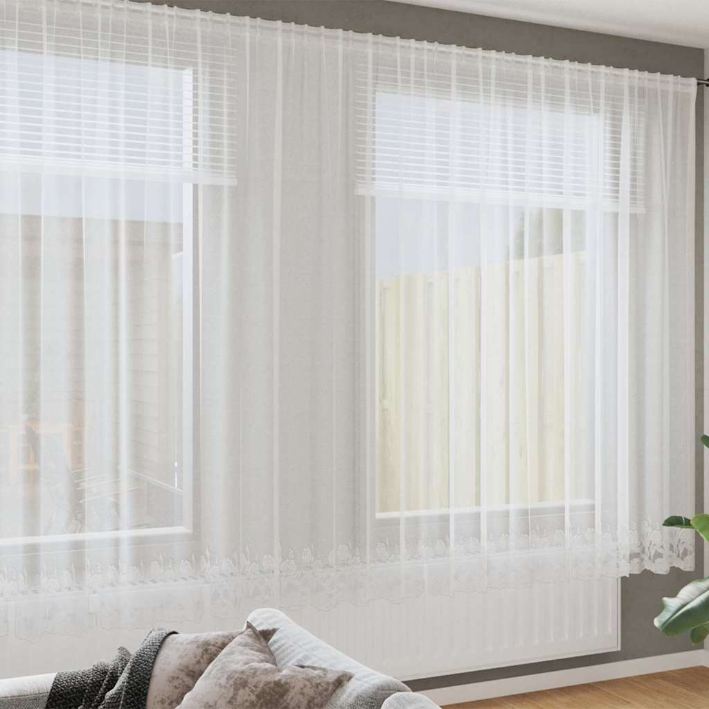 Okenice so záclonami Kvetinový Biela 400 x 240 cm Polyester 4107795