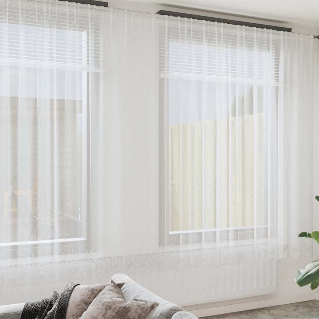 Okenice so záclonami Kvetinový Biela Polyester 4107810