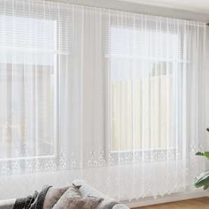 Čipkový Závěs se záclonami Bílá 260 x 500 cm Polyester - obrázek 1