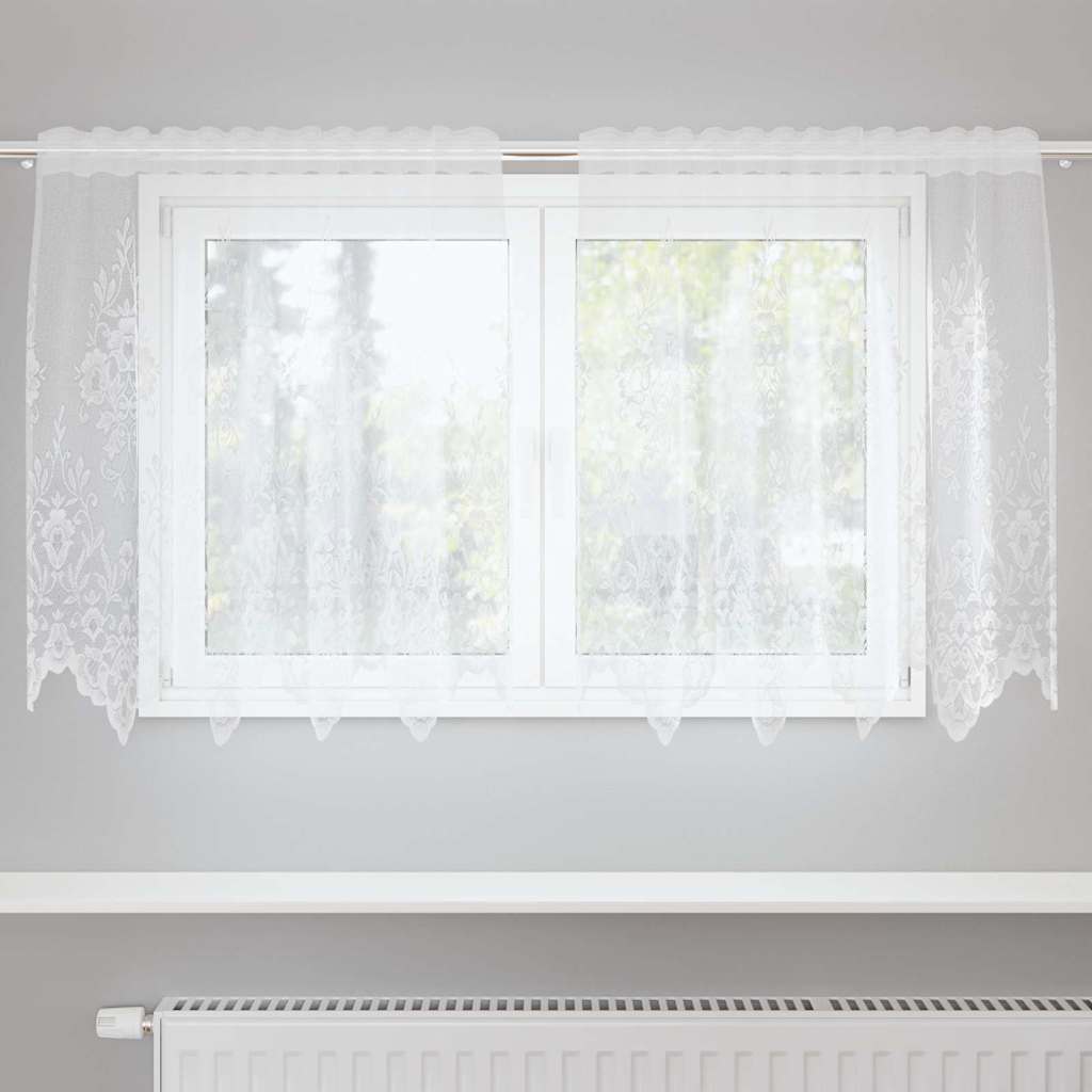 vidaXL Perdele cu perdele Floral Alb 150 x 100 cm Poliester
