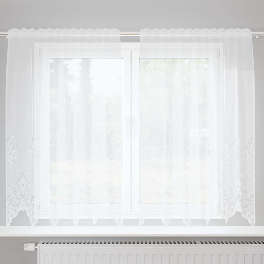 vidaXL Perdele cu perdele Floral Alb 150 x 180 cm Poliester