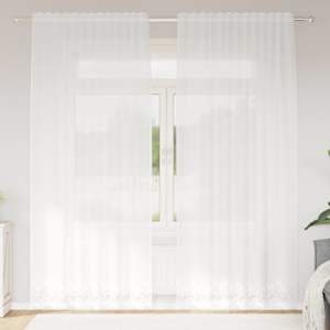 Čipkový Závěs se záclonami Bílá 240 x 150 cm Polyester - obrázek 1