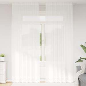 Čipkový Závěs se záclonami Bílá 280 x 150 cm Polyester - obrázek 1