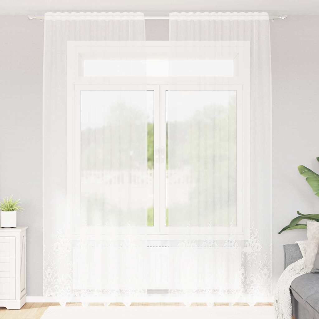 vidaXL Perdele cu perdele Alb 150 x 300 cm Poliester