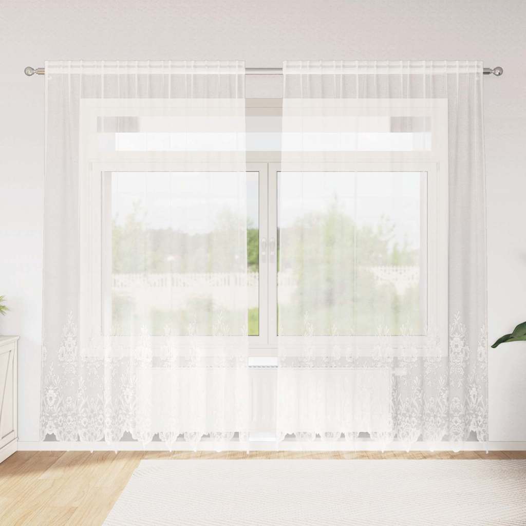 vidaXL Perdele cu perdele Floral Alb 200 x 240 cm Poliester