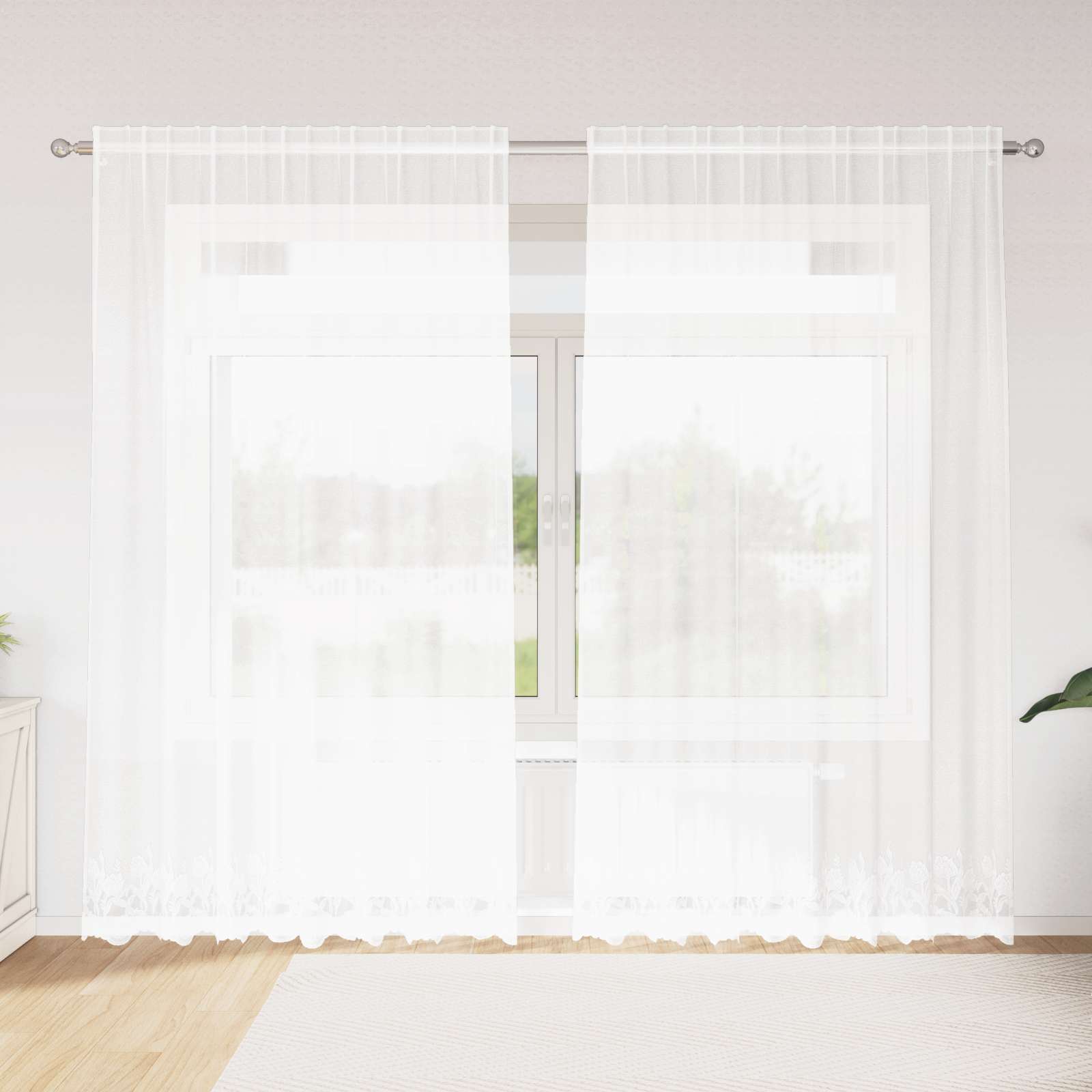 Κουρτίνα Δαντέλας με κουρτίνες Λευκό 240 x 200 cm Πολυεστέρας