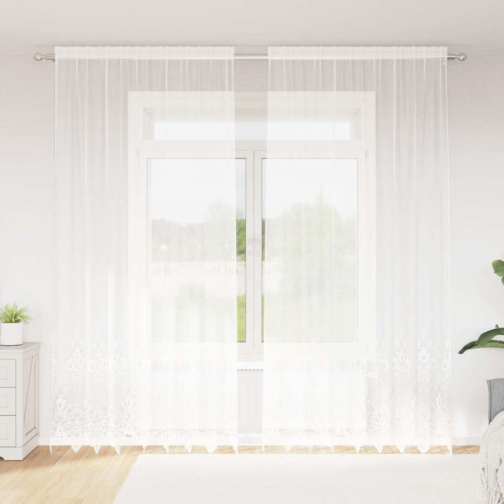 vidaXL Perdele cu perdele Floral Alb 200 x 280 cm Poliester