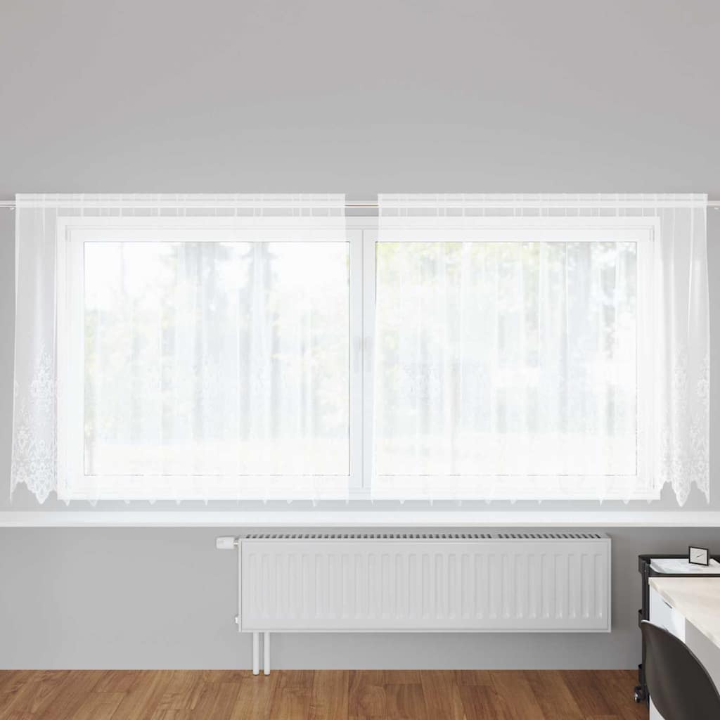 vidaXL Cortină din Dantelă cu perdele Alb 300 x 140 cm Poliester