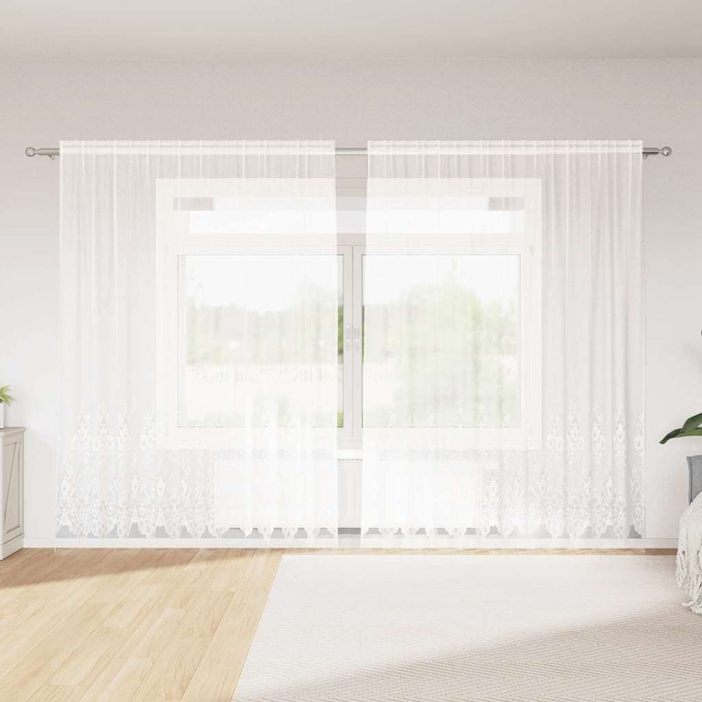vidaXL Cortină din Dantelă cu perdele Alb 300 x 245 cm Poliester