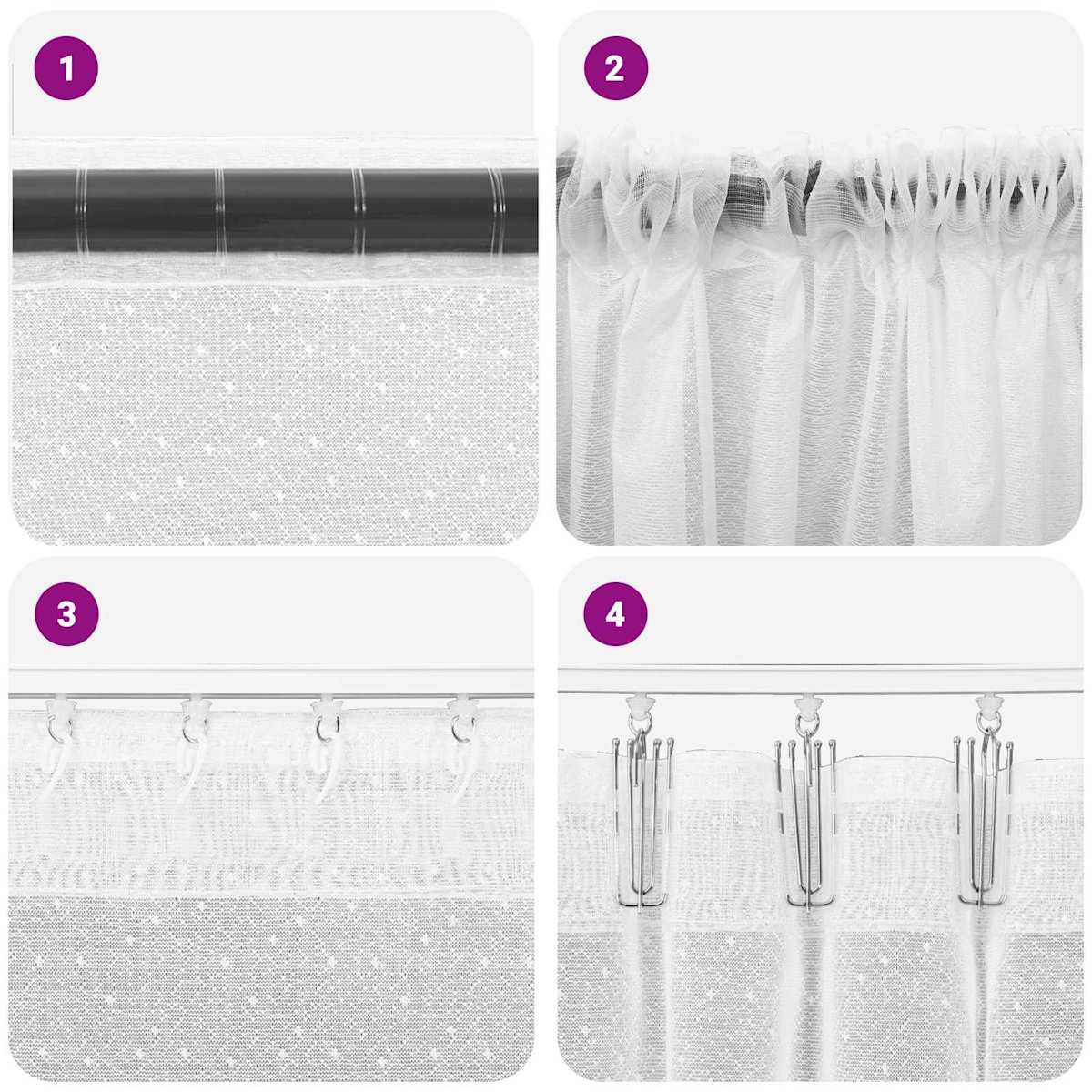 Lace Gardin Hvid Polyester - Billede 6