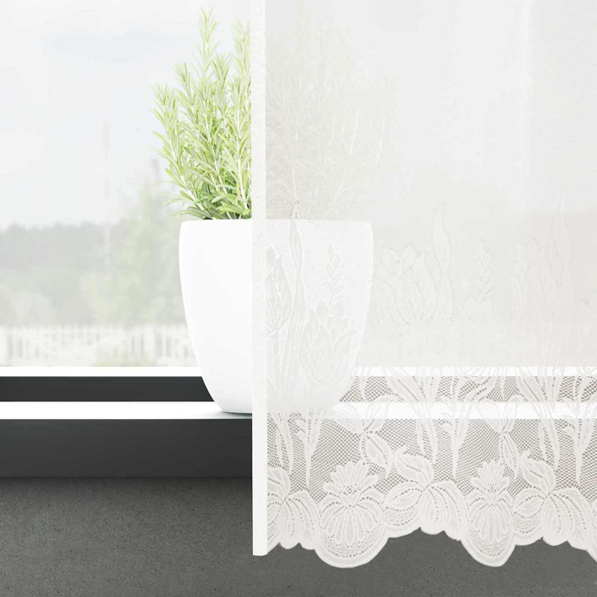 Lace Gardin Hvid Polyester - Billede 3