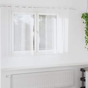 Voile zavesa z zavesami 2 pcs Bela 140 x 140 cm Poliester