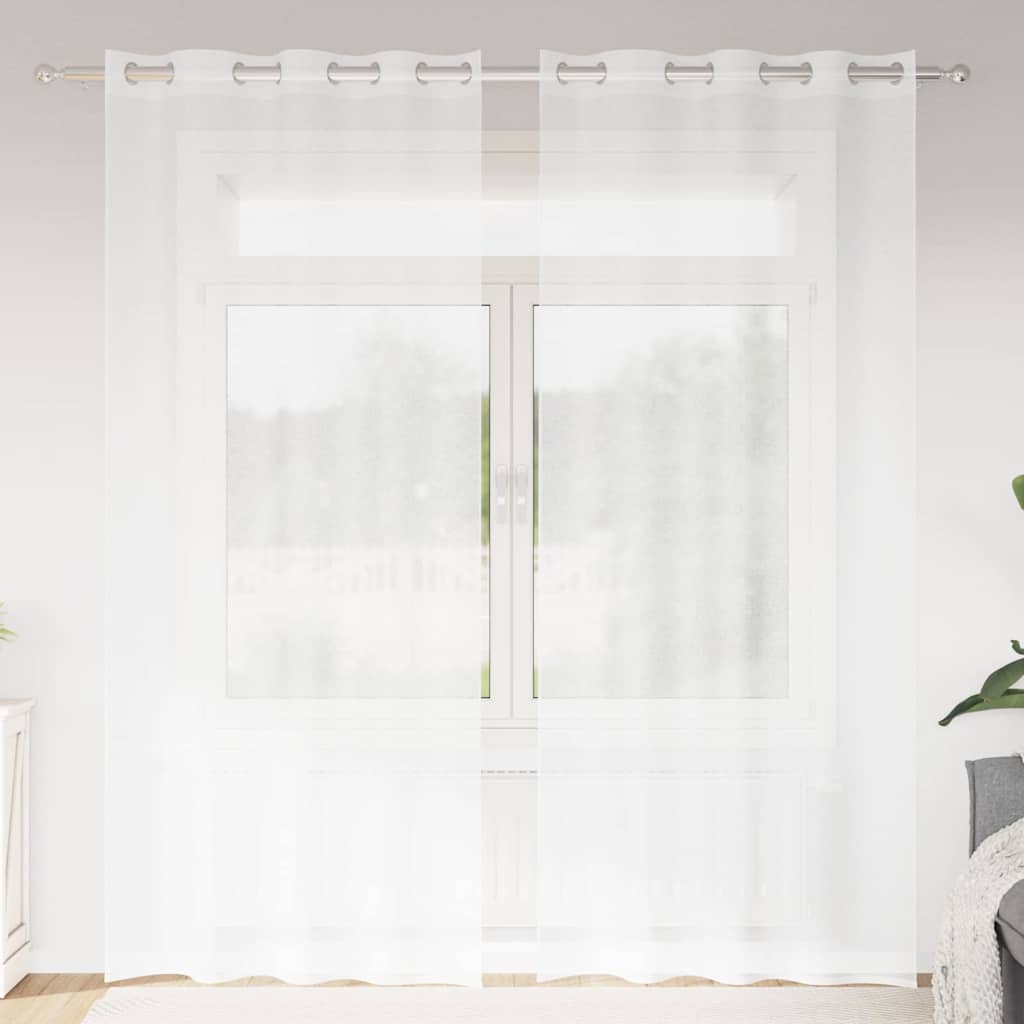 Okenice so záclonami 2 pcs Biela 140 x 245 cm Polyester 4107985