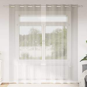 Voile Záclona se záclonami 2 pcs Krémová 225 x 140 cm Polyester - obrázek 1