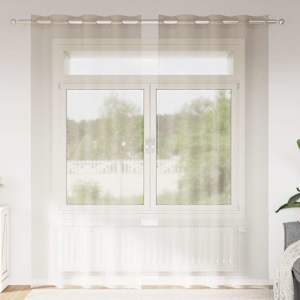 Voile zavesa z zavesami 2 pcs Peščena 225 x 140 cm Poliester
