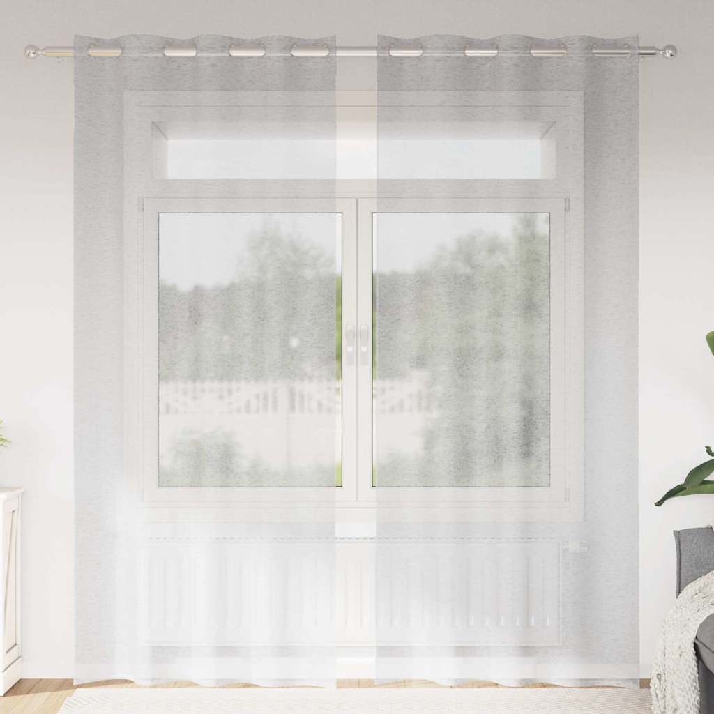 Gardiner med gardiner 2 pcs Lysegrå 140 x 225 cm Polyester