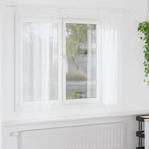 Voile zavesa z zavesami 2 pcs Bela 175 x 140 cm Poliester