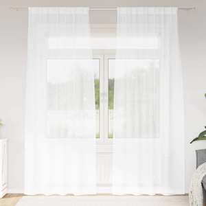 Voile Záclona se záclonami 2 pcs Bílá 260 x 140 cm Polyester - obrázek 1
