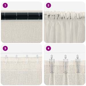 Voile Záclona se záclonami 2 pcs Krémová 225 x 140 cm Polyester - obrázek 7