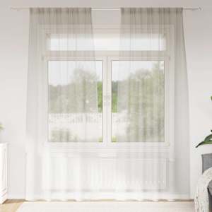 Voile Záclona se záclonami 2 pcs Krémová 245 x 140 cm Polyester - obrázek 1