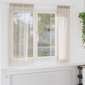 Voile zavesa z zavesami 2 pcs Peščena 175 x 140 cm Poliester