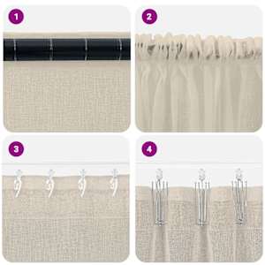 Voile Záclona se záclonami 2 pcs Písková 260 x 140 cm Polyester - obrázek 7