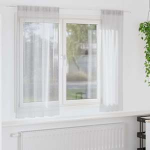 Voile zavesa 2 pcs Svetlo siva 175 x 140 cm Poliester